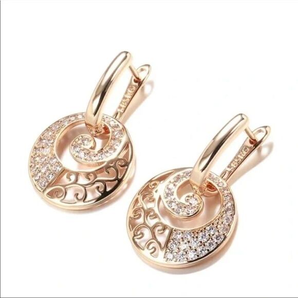 ⭐️ NEW Unique Micro Pave Round Drop Earrings - Picture 7 of 10